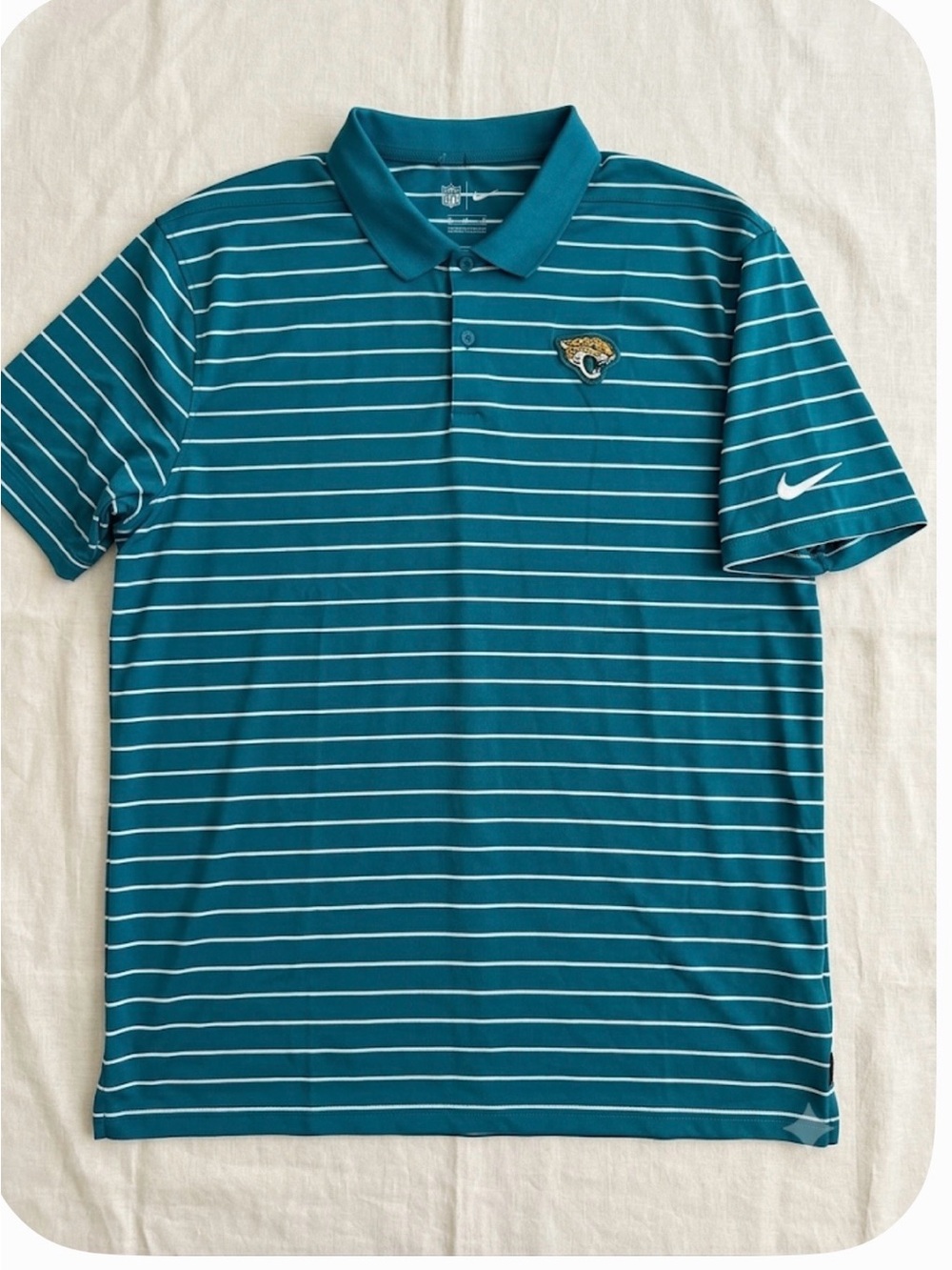 Nike Teal and White Striped Jacksonville Jaguars Polo Mens XXL NWT